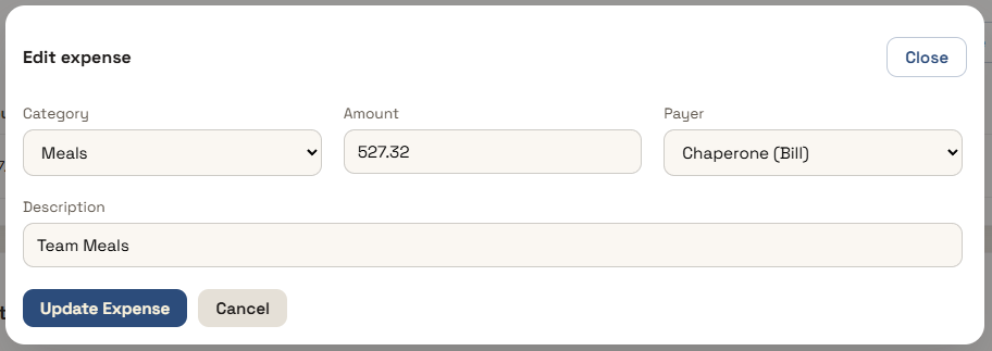 Expense Posting for Meals